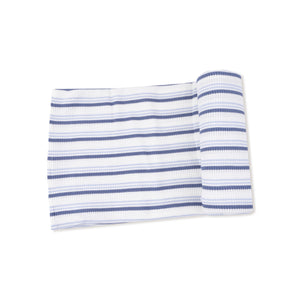 Vintage Blue Stripe Waffle Knit Swaddle Blanket