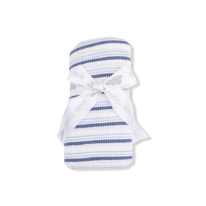 Vintage Blue Stripe Waffle Knit Swaddle Blanket