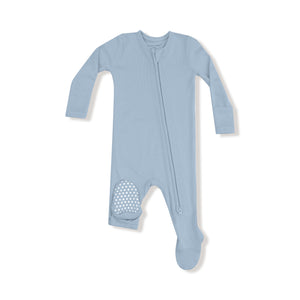 Niagara Blue Ribbed Modal 2 Way Zipper Footie