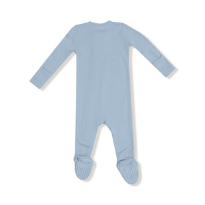 Niagara Blue Ribbed Modal 2 Way Zipper Footie