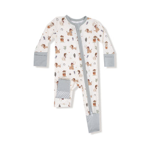 Cowboy Dogs Bamboo 2 Way Zipper Footie or Romper