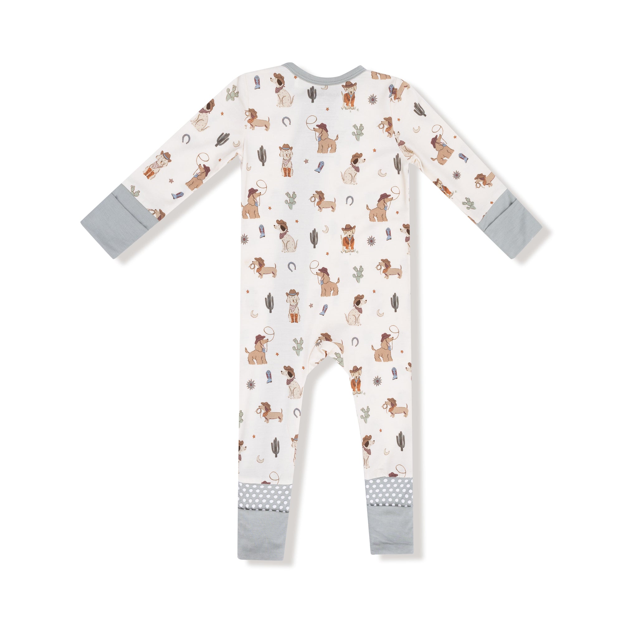 Cowboy Dogs Bamboo 2 Way Zipper Footie or Romper