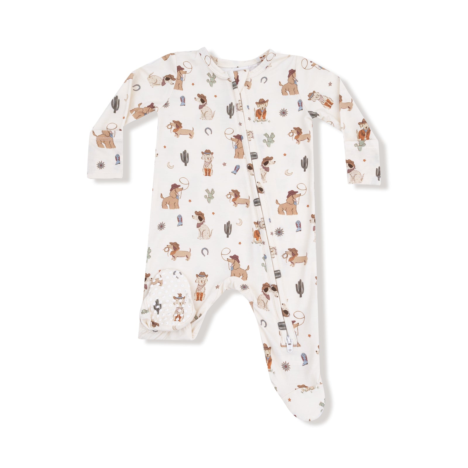 Cowboy Dogs Bamboo 2 Way Zipper Footie or Romper