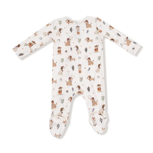 Cowboy Dogs Bamboo 2 Way Zipper Footie or Romper
