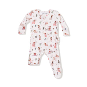Cowgirl Dogs Bamboo 2 Way Zipper Ruffle Back Footie or Romper