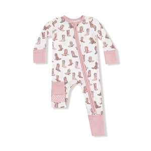 Future Cowgirl Bamboo 2 Way Zipper Ruffle Back Footie or Romper