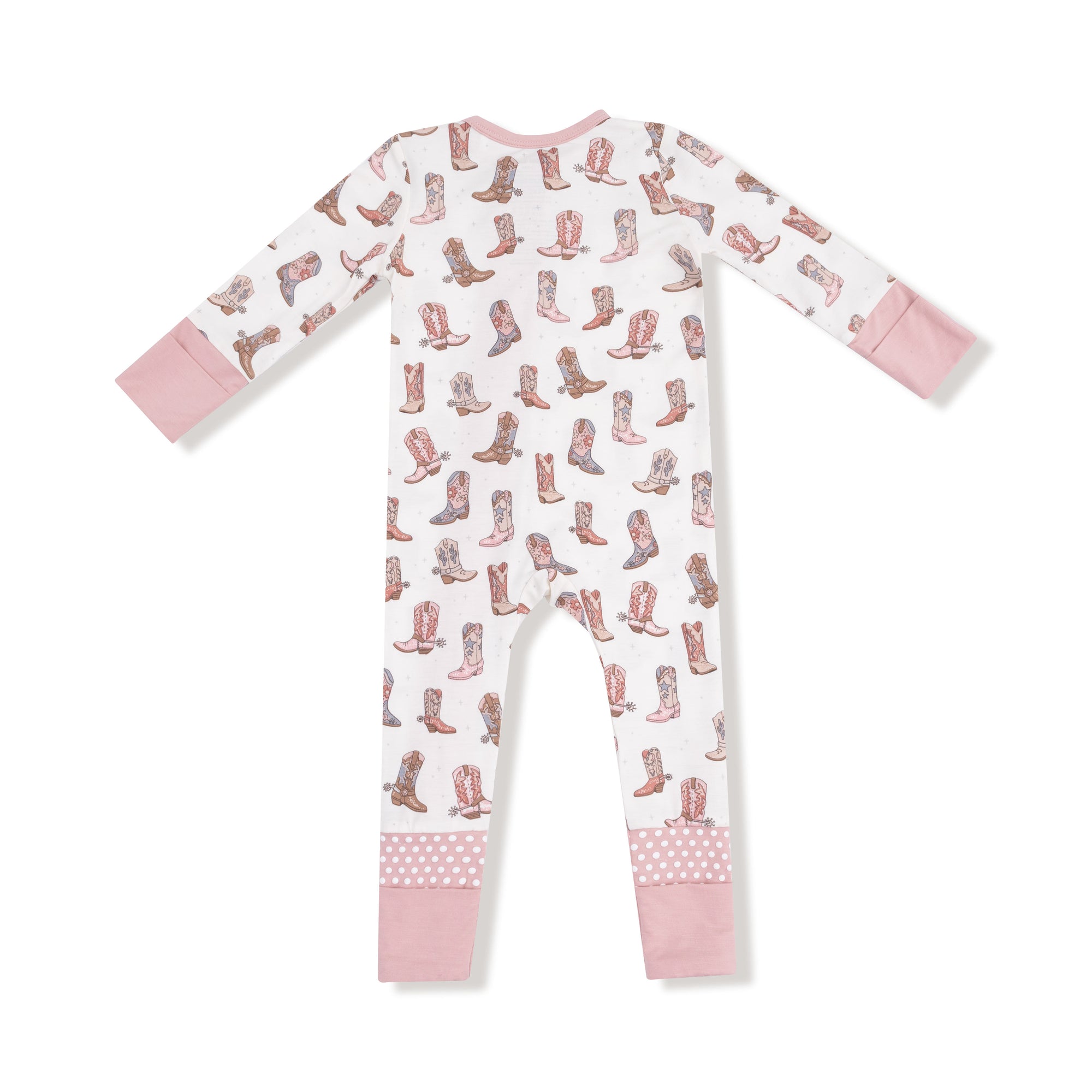 Future Cowgirl Bamboo 2 Way Zipper Ruffle Back Footie or Romper