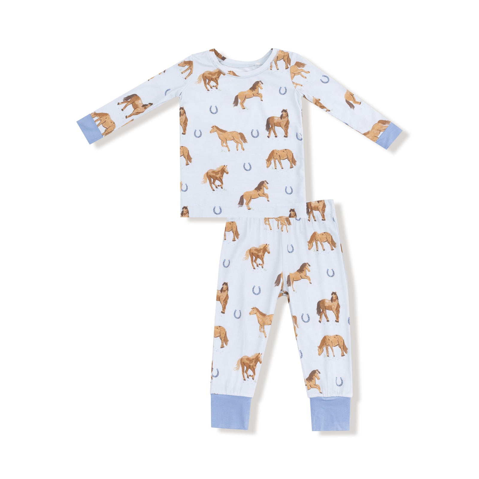 Blue Horses Bamboo Long Sleeve Pajama Set
