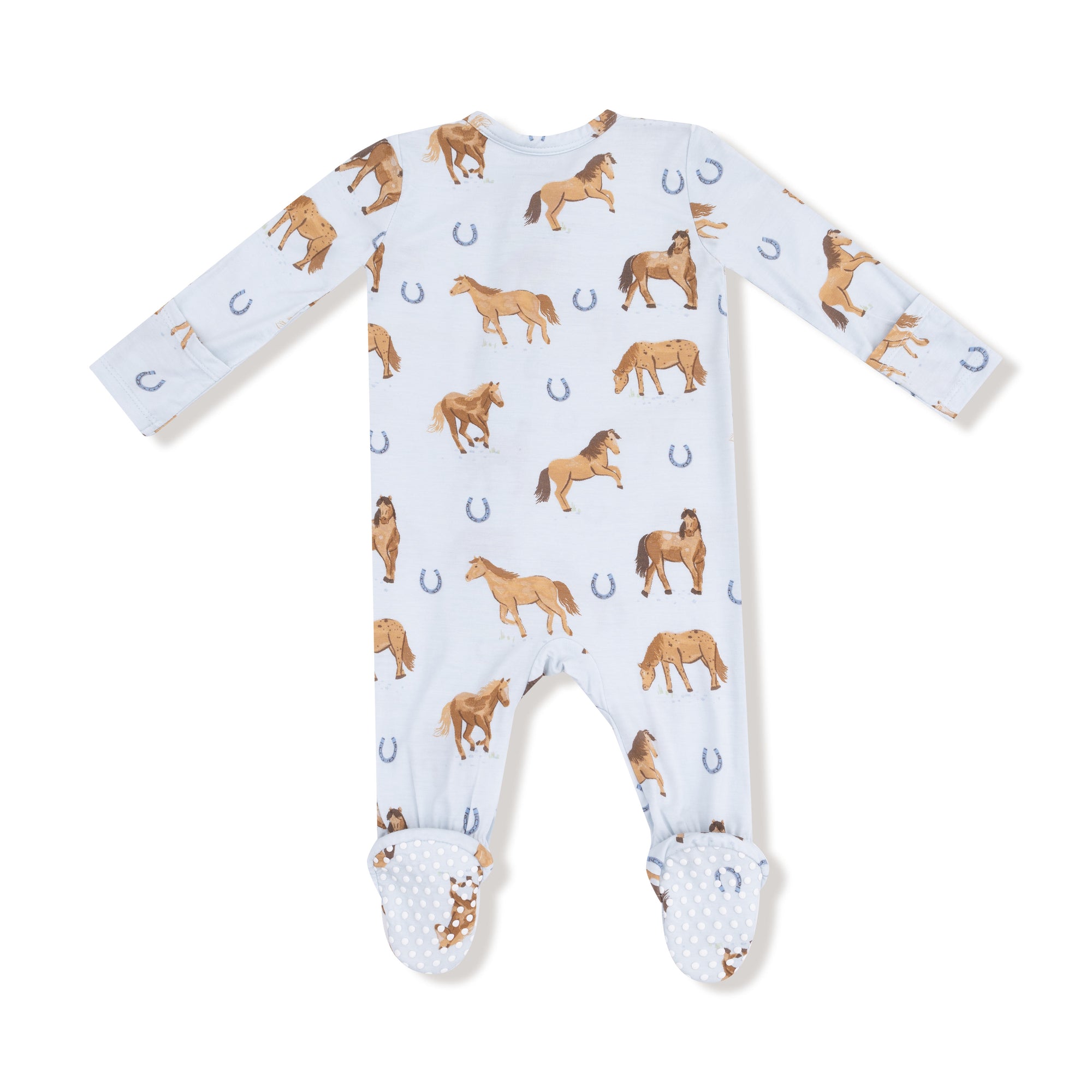 Blue Horses Bamboo 2 Way Zipper Footie or Romper