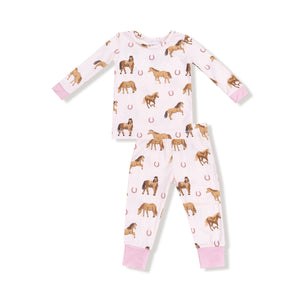 Pink Horses Bamboo Long Sleeve Pajama Set