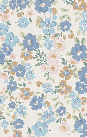 Sweet Rose Calico Bamboo Long Sleeve Petal Collar Dress Set