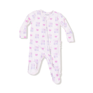 Lil Sis Bamboo 2 Way Zipper Ruffle Back Footie