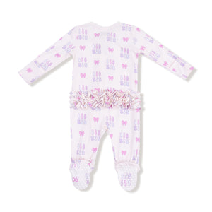 Lil Sis Bamboo 2 Way Zipper Ruffle Back Footie