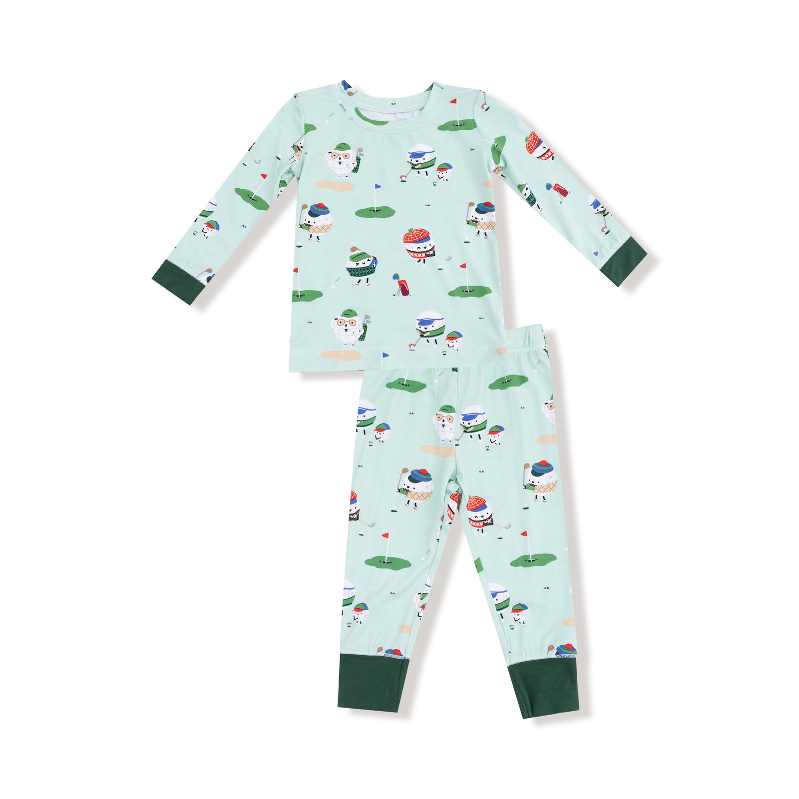 Green Golf Pros Bamboo Long Sleeve Pajama Set