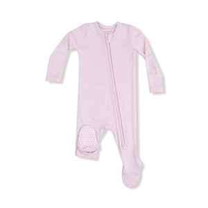 Potpourri Pink Ribbed Modal 2 Way Zipper Footie