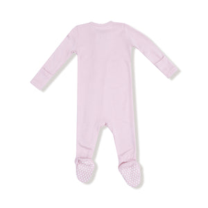 Potpourri Pink Ribbed Modal 2 Way Zipper Footie