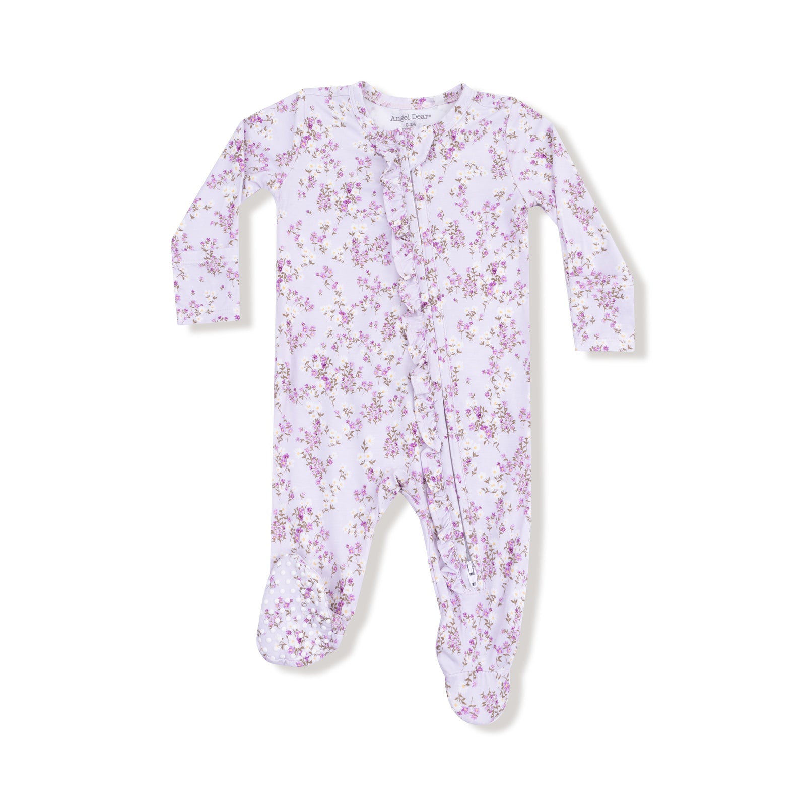 Sweet Dream Florals Bamboo 2 Way Zipper Ruffle Back Footie