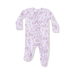 Sweet Dream Florals Bamboo 2 Way Zipper Ruffle Back Footie