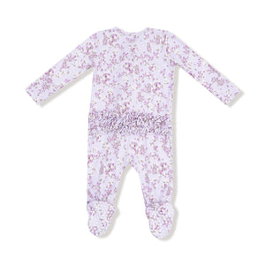 Sweet Dream Florals Bamboo 2 Way Zipper Ruffle Back Footie