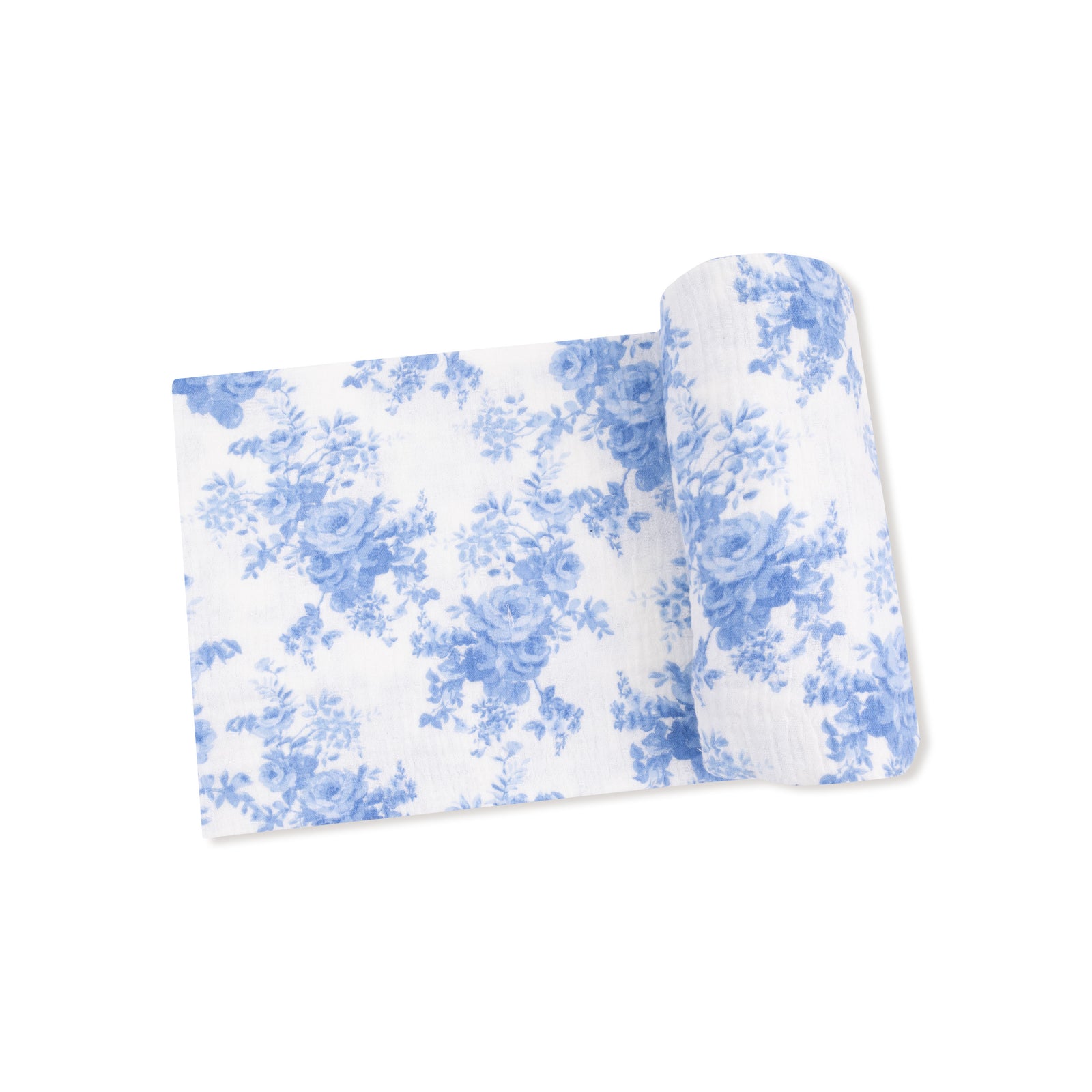 Dream Cottage Floral Blue Muslin Swaddle Blanket