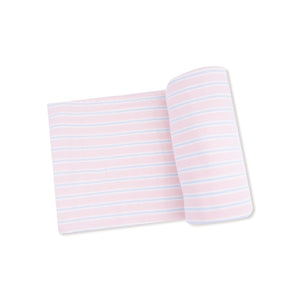 Pink Multi Stripe Ribbed Modal Swaddle Blanket