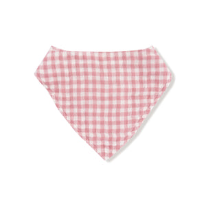 Rose Pink Plaid Muslin Bandana Bib