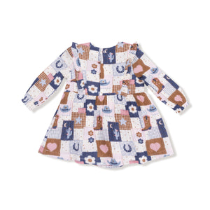 Patchwork Cowgirl Muslin Long Sleeve Ruffle Skirted Bubble