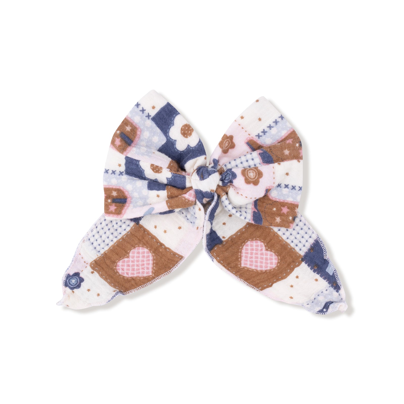 Patchwork Cowgirl Muslin Bow with Tails