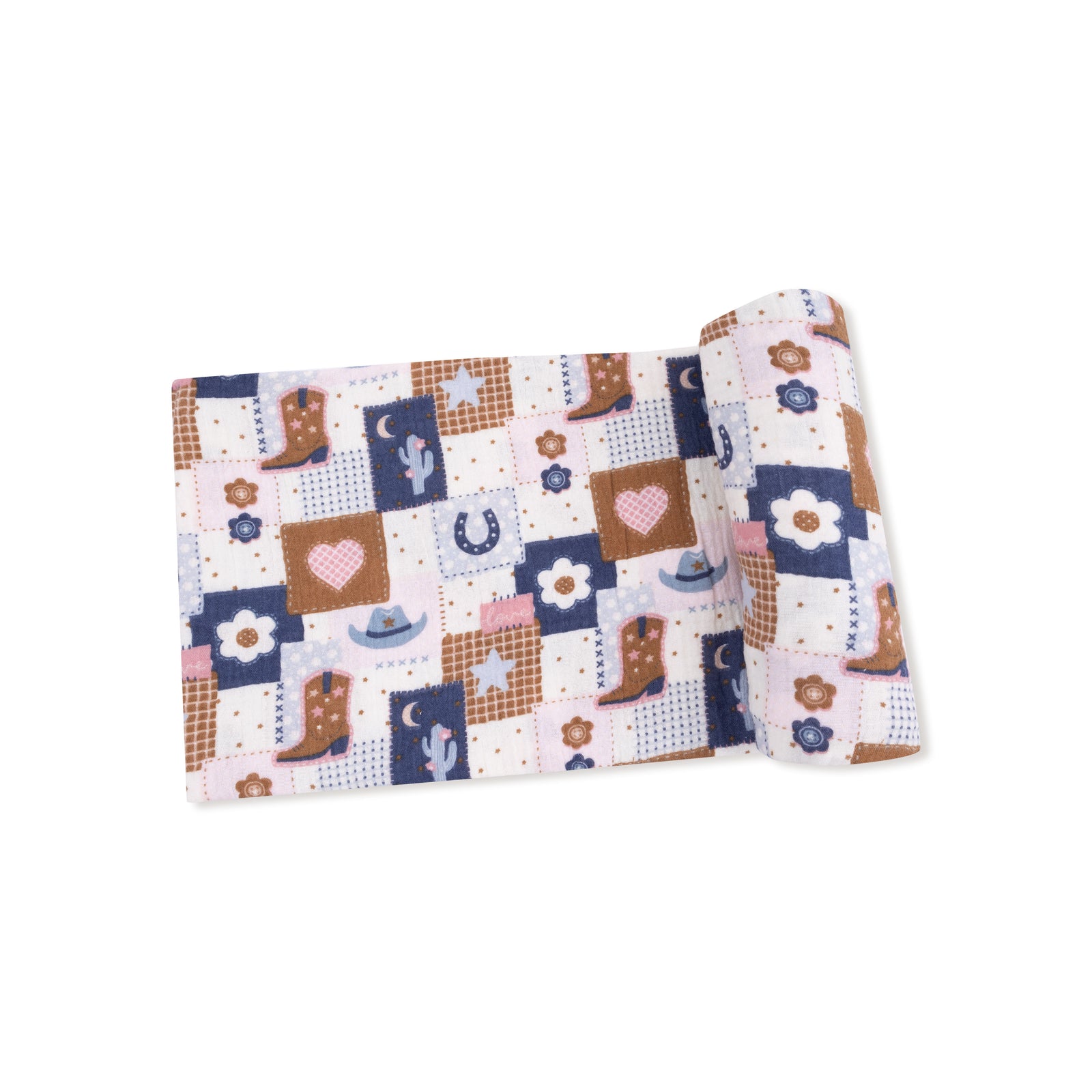 Patchwork Cowgirl Muslin Swaddle Blanket