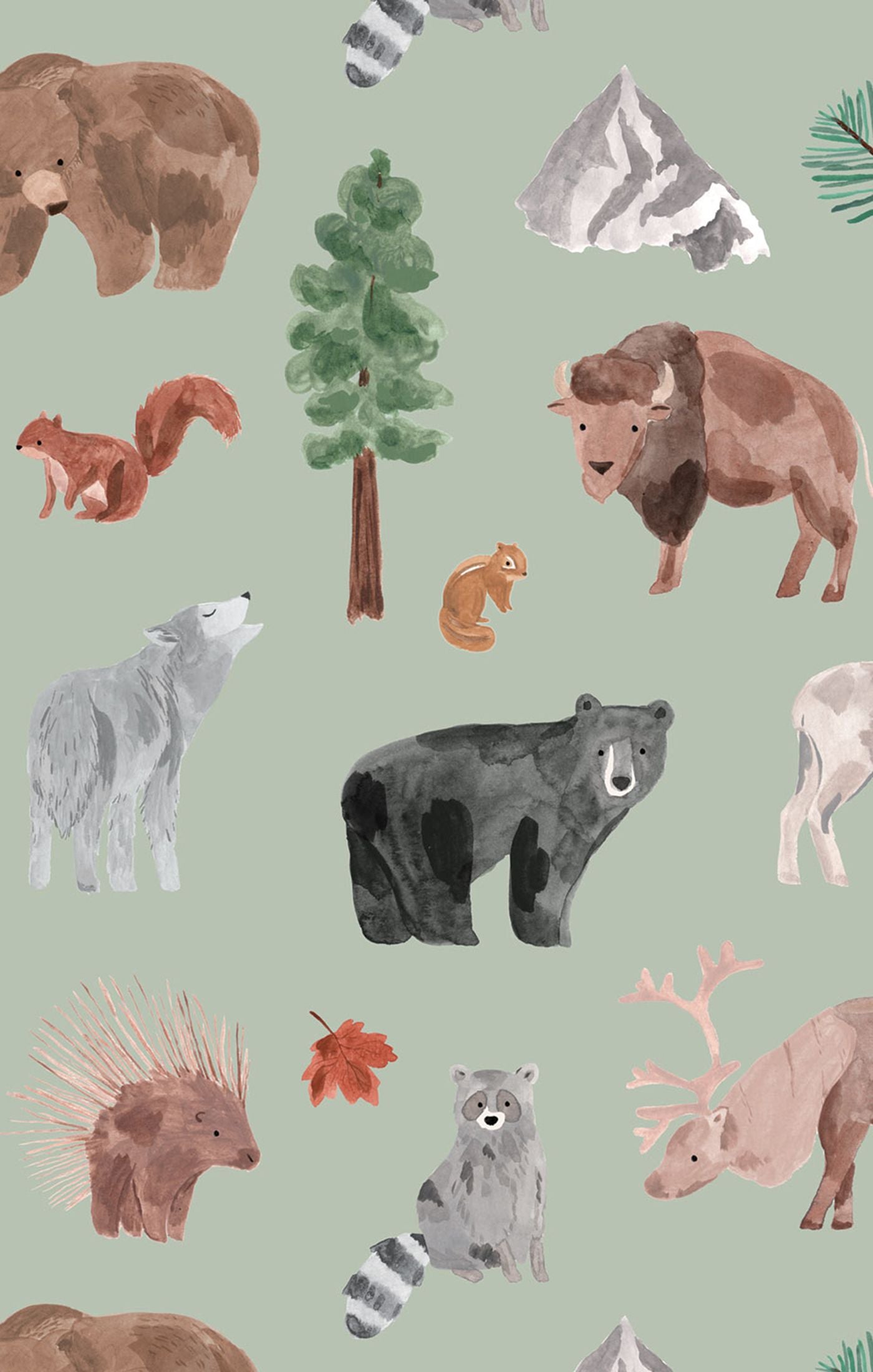 American Woodland Animals Bamboo Swaddle Blanket