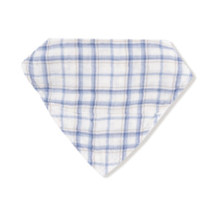 Blue Plaid Muslin Bandana Bib