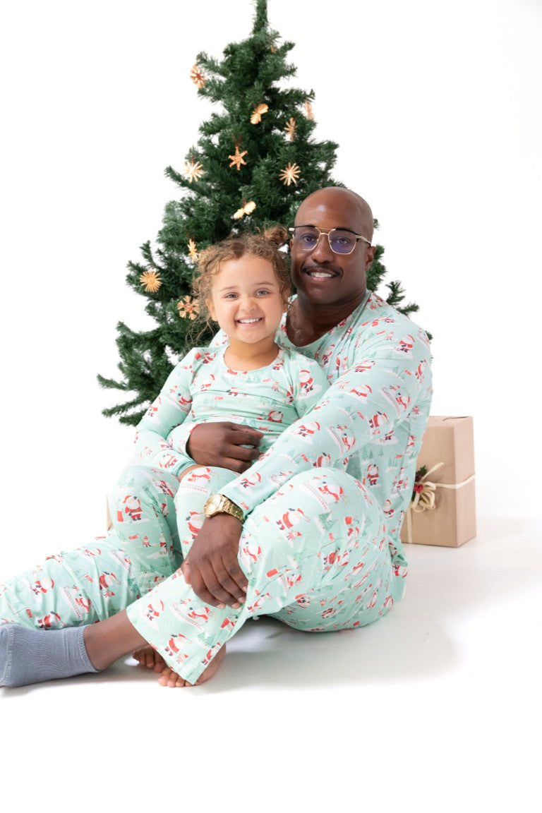 Golfing Santa and Elves Bamboo Long Sleeve Pajama Set