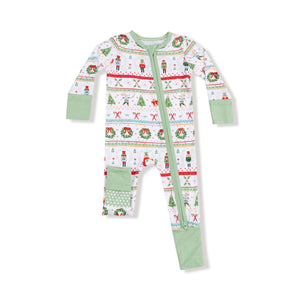 Nutcracker Fair Isle Bamboo 2 Way Zipper Footie or Romper