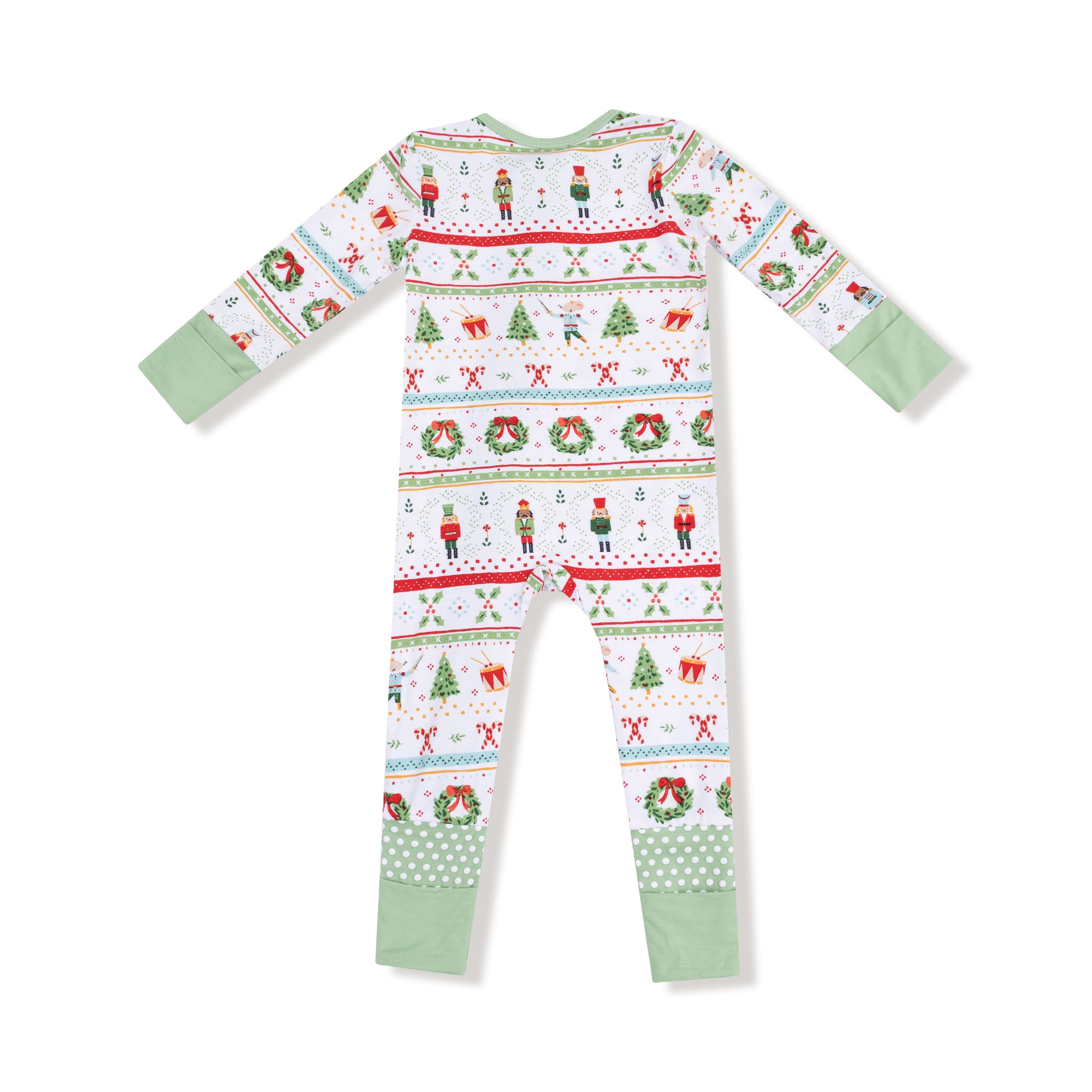 Nutcracker Fair Isle Bamboo 2 Way Zipper Footie or Romper