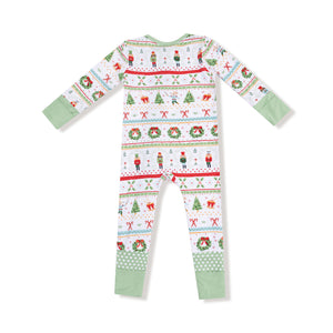 Nutcracker Fair Isle Bamboo 2 Way Zipper Footie or Romper