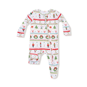 Nutcracker Fair Isle Bamboo 2 Way Zipper Footie or Romper