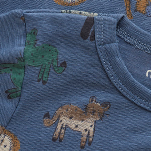 Long Sleeve Safari Animal Print T-Shirt | Oxford Tan or China Blue
