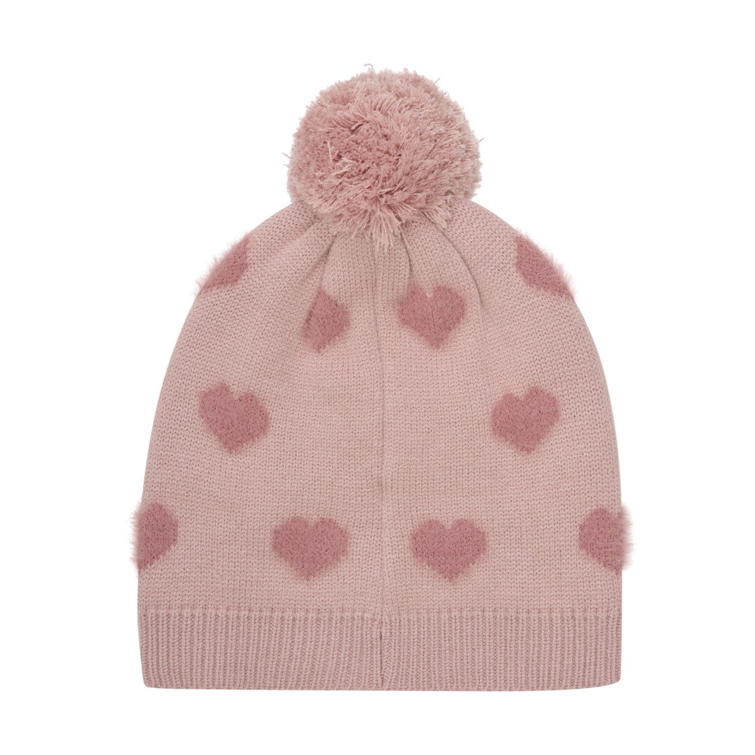 Teddy Heart Pom Beanie | Misty Rose
