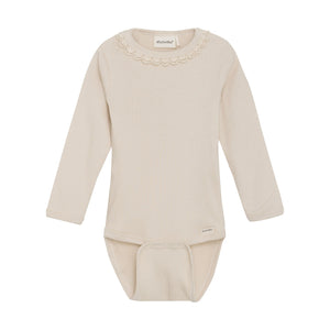 Baby Girls Long Sleeve Ribbed Bodysuit | Sandshell