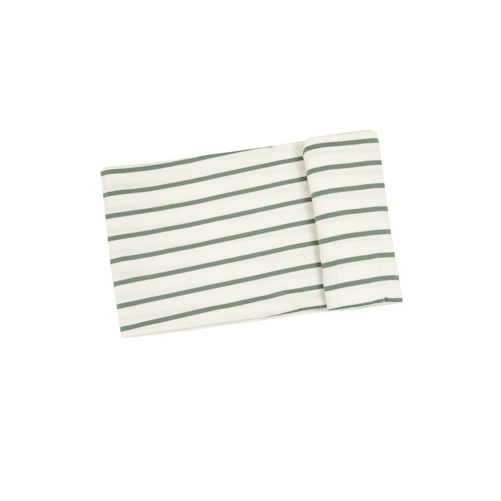 Oil Green Stripe Rib Modal Swaddle Blanket