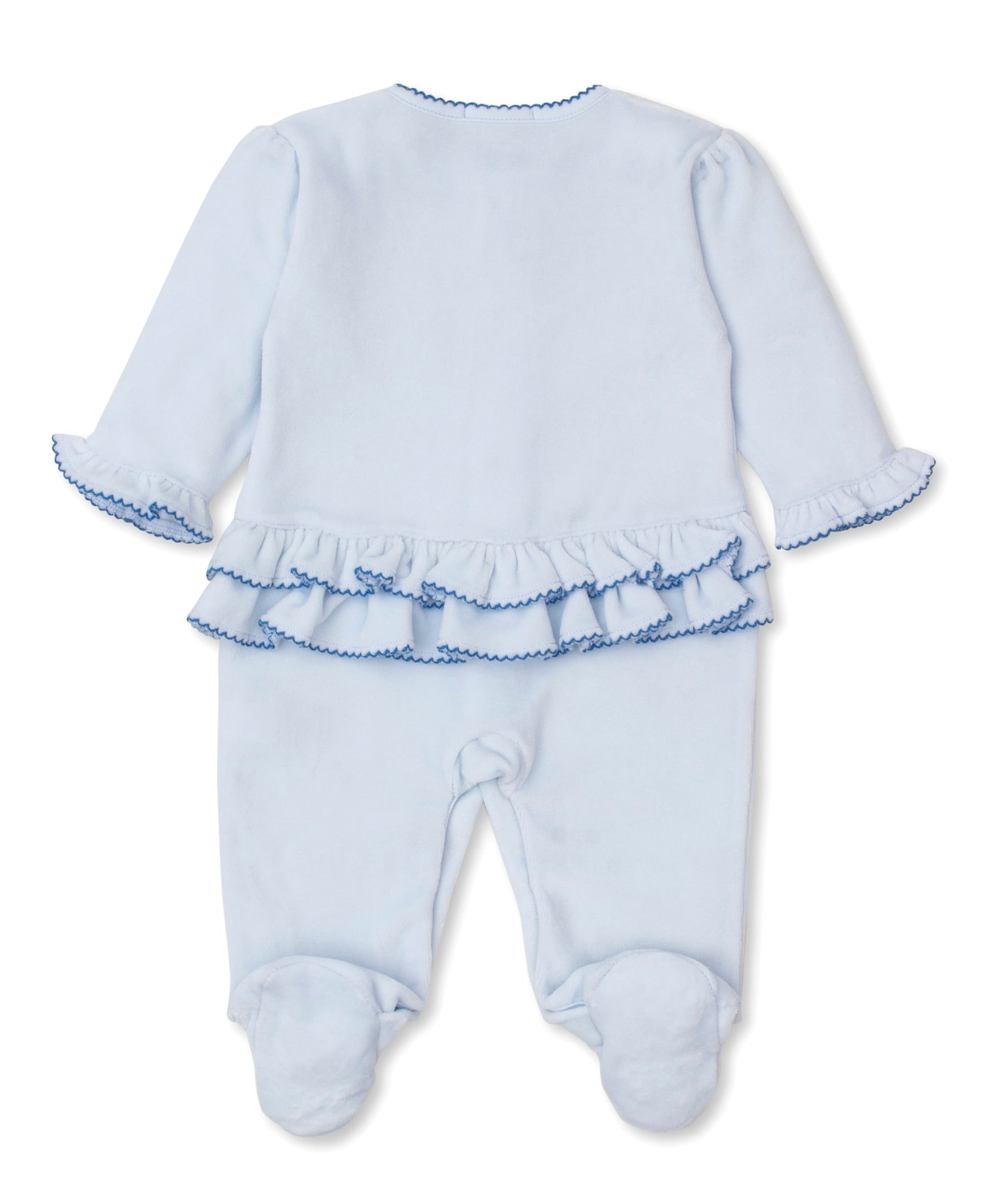 Blooming Bows Velour Footie | Blue