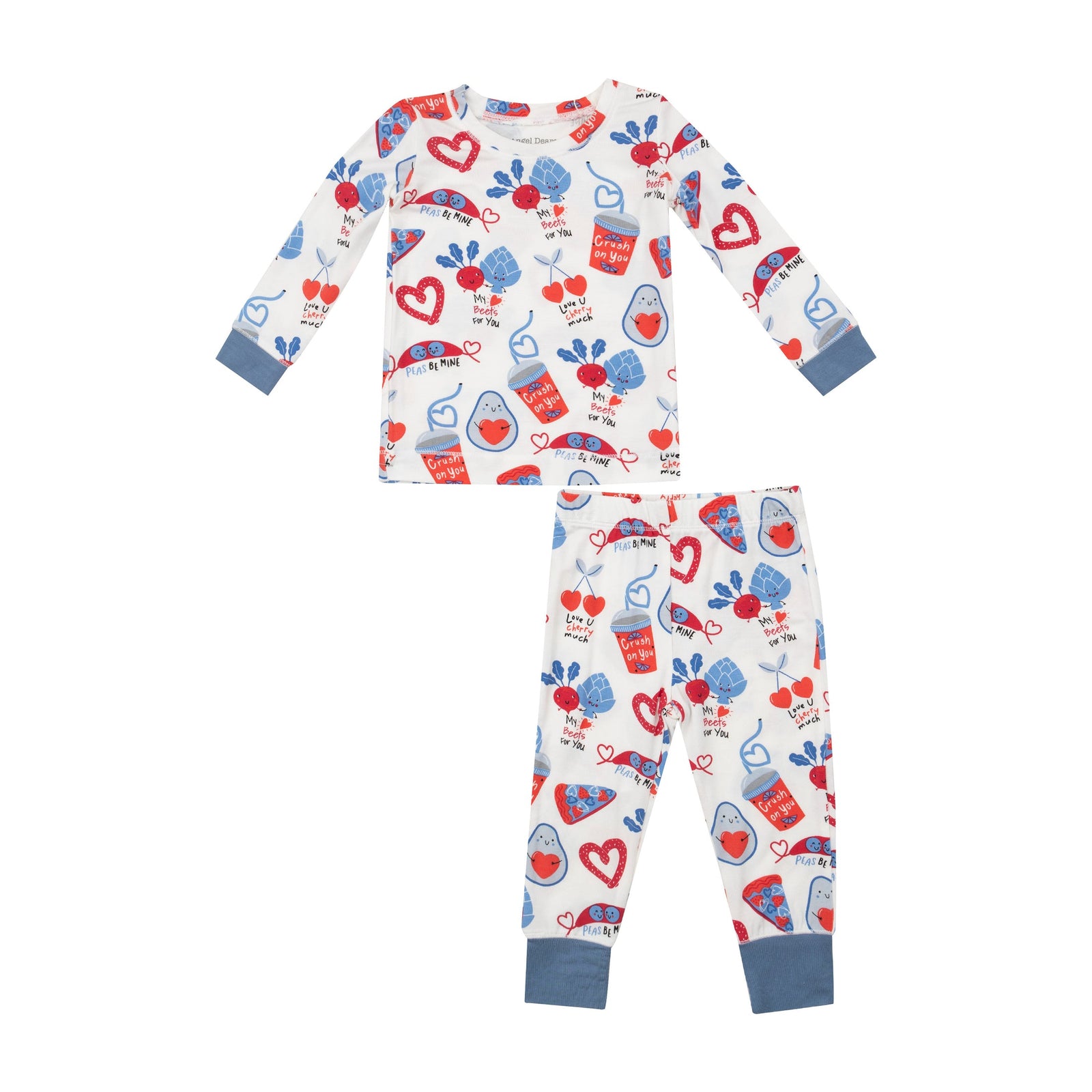 Love You Foodie Much Blue Bamboo Long Sleeve Loungewear Pajama Set
