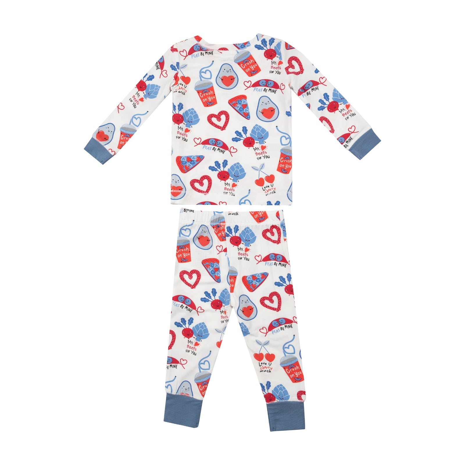 Love You Foodie Much Blue Bamboo Long Sleeve Loungewear Pajama Set