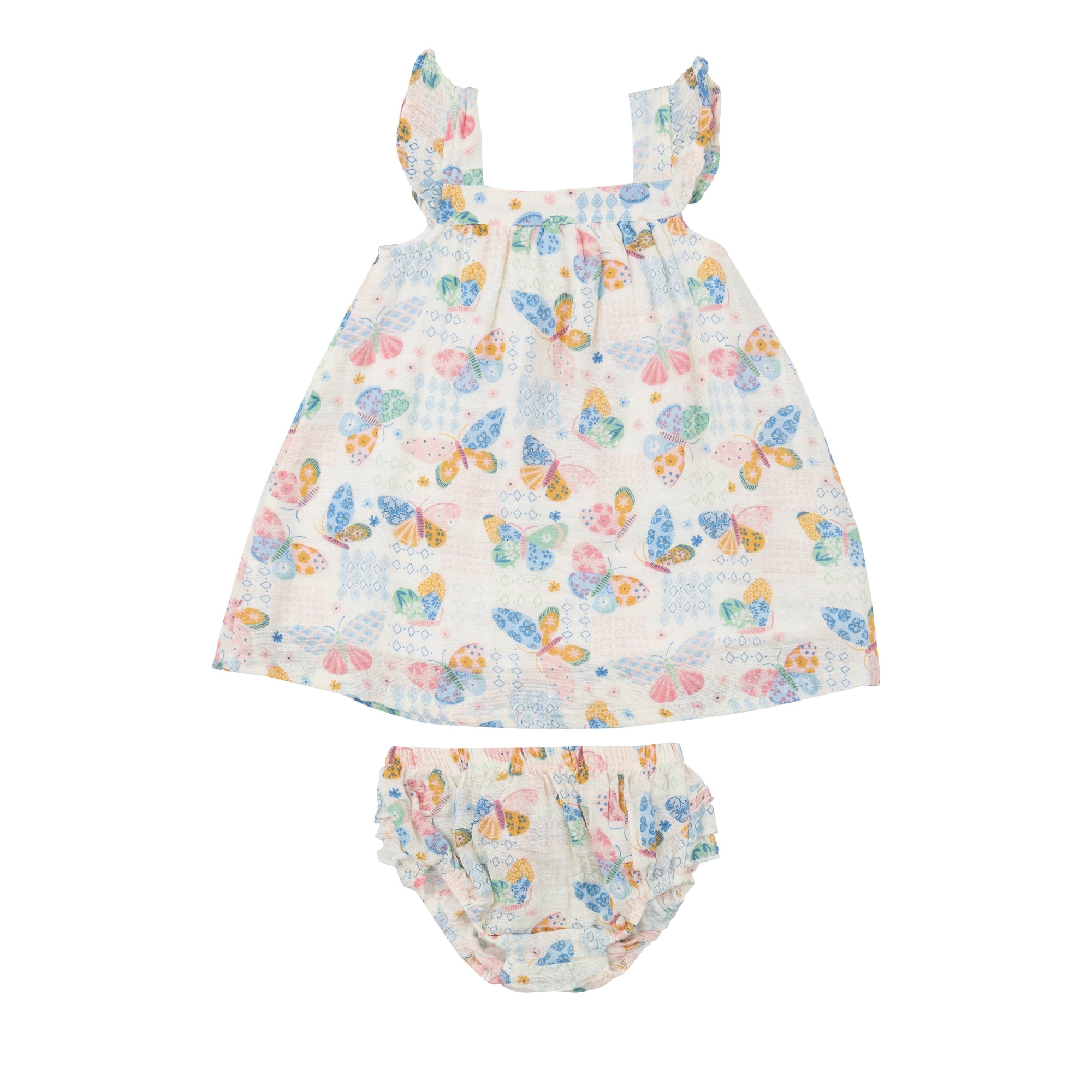 Butterfly Patchwork Muslin Sundress and Diaper Cover