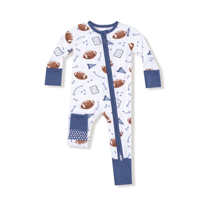 Touchdown Time Navy Bamboo 2 Way Zipper Romper