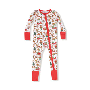 Cowboy Christmas Bamboo 2 Way Zipper Footie or Romper