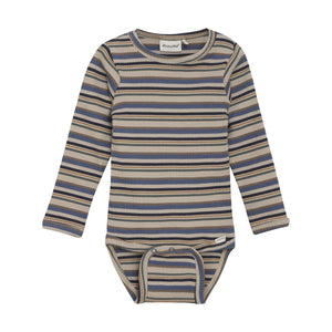 Long Sleeve Ribbed Stripe Bodysuit or Shirt | China Blue