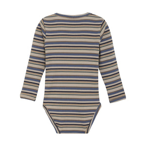 Long Sleeve Ribbed Stripe Bodysuit or Shirt | China Blue