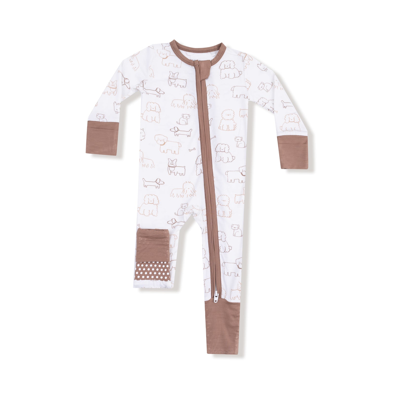 Neutral Pups Bamboo 2 Way Zipper Footie or Romper