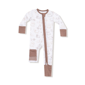 Neutral Pups Bamboo 2 Way Zipper Footie or Romper